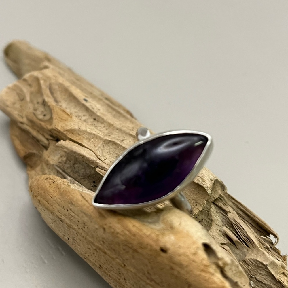 Amethyst and Sterling Silver Marquise Ring